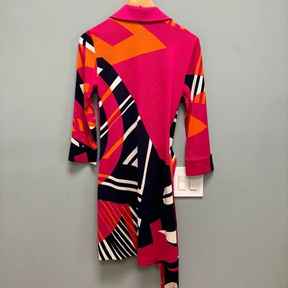 Diane Von Furstenberg Pink and Orange Wrap Dress - Picture 4 of 9